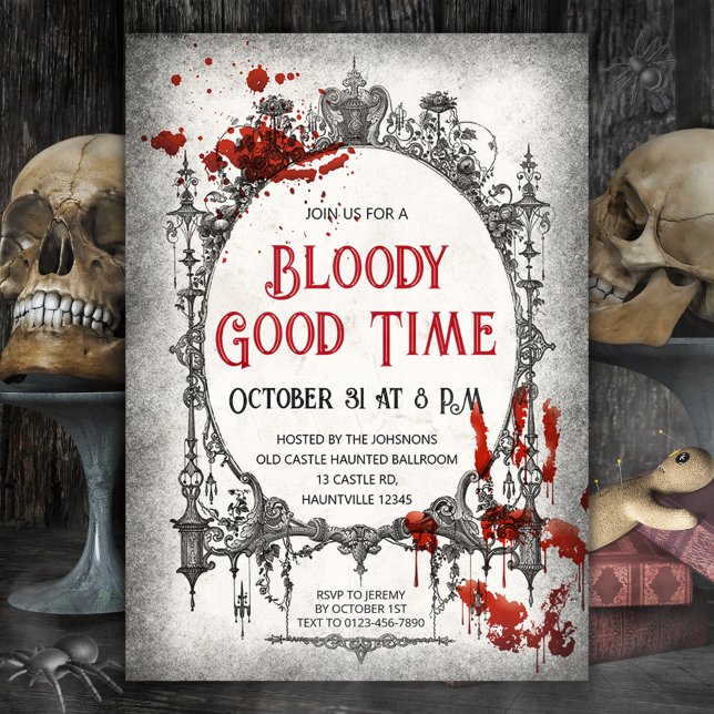 Halloween Invitation Bloody Good Time (Bloody good time Halloween invitation Victorian gothic Halloween invite)