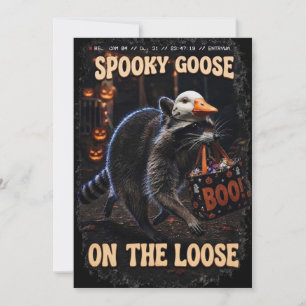 Halloween Invitation Card - Racoon stole candy