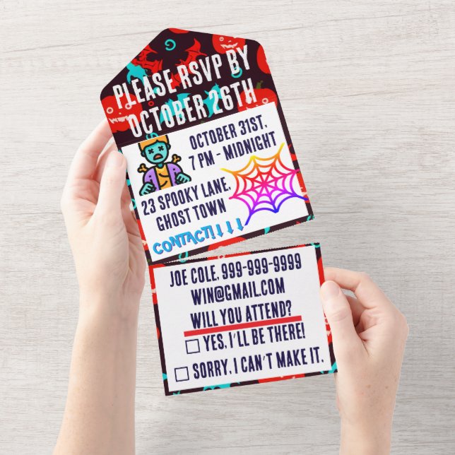 Halloween Invitation Card with Creepy Red Design! (Tearaway)