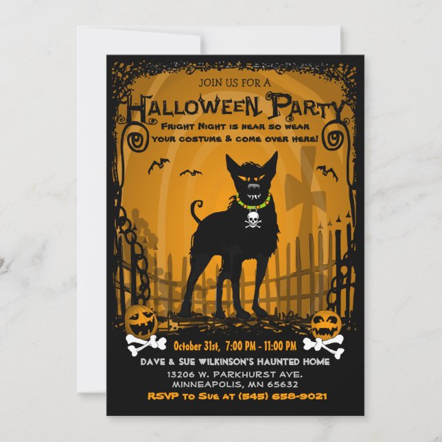 Halloween Invitation - Evil Dog Halloween Party (Front)