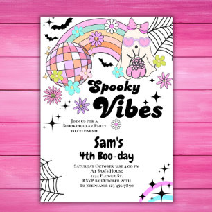 Halloween Invitation Kid Cute Retro Ghost Birthday