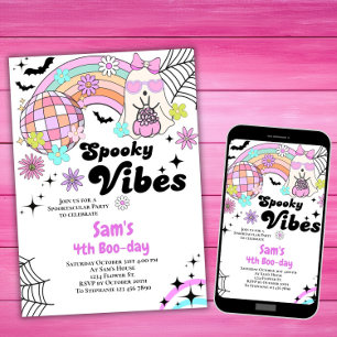 Halloween Invitation Kid Cute Retro Ghost Birthday