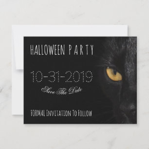 Halloween Invitation Save The Date Scary Cat