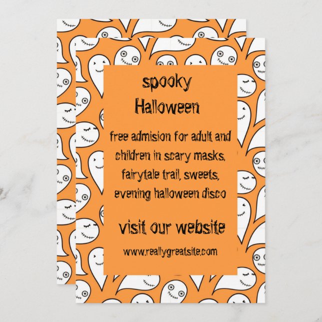 Halloween invitation with ghost (Front/Back)