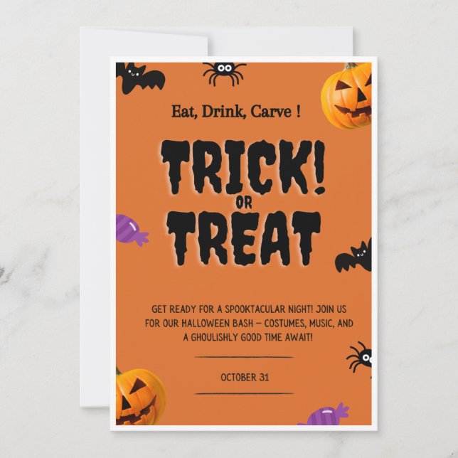 halloween invitations, Trick or Treat Invitation (Front)