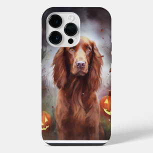 Halloween Irish Red Setter With Pumpkins Scary iPhone 14 Pro Max Case