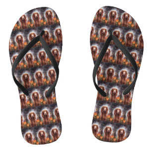 Halloween Irish Red Setter With Pumpkins Scary  Jandals