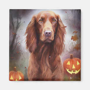 Halloween Irish Red Setter With Pumpkins Scary  Magnet