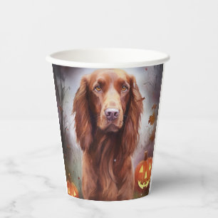 Halloween Irish Red Setter With Pumpkins Scary Paper Cups