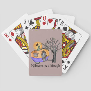 Halloween Is a Lifestyle – Pumpkin Camper Van Playing Cards