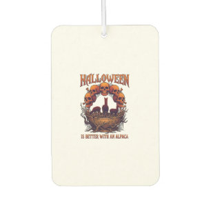 Halloween Is Better Alpaca Orange Skulls Spider We Car Air Freshener