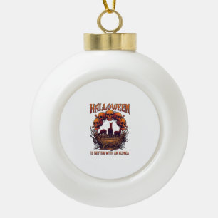 Halloween Is Better Alpaca Orange Skulls Spider We Ceramic Ball Christmas Ornament