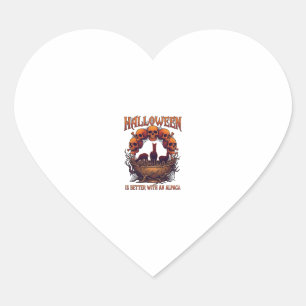 Halloween Is Better Alpaca Orange Skulls Spider We Heart Sticker