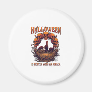 Halloween Is Better Alpaca Orange Skulls Spider We Magnet