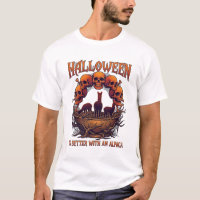 Halloween Is Better Alpaca Orange Skulls Spider We
