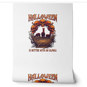 Halloween Is Better Alpaca Orange Skulls Spider We Wallpaper