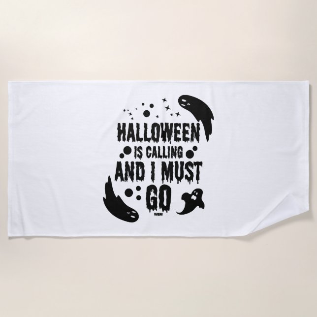 Halloween is calling beach towel (Front)