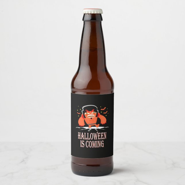 Halloween Is Coming Beer Bottle Label (Front)