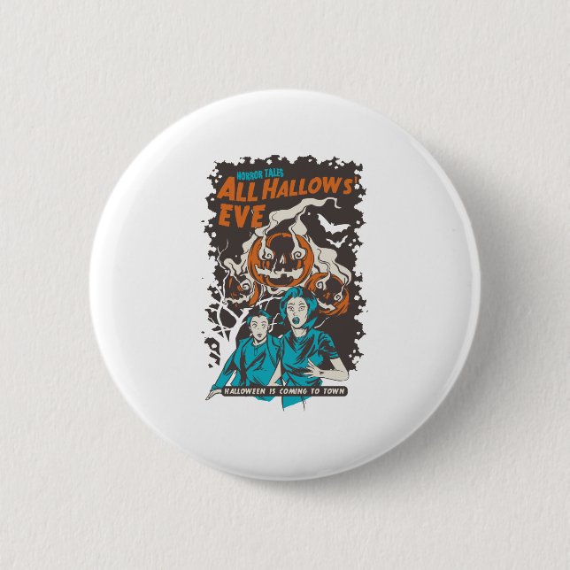 Halloween is Coming Three Scary Jack O Lantern 6 Cm Round Badge (Front)