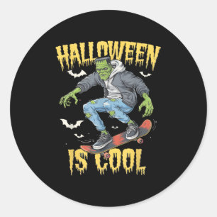 Halloween Is Cool Women Men Frankenstein Monster  Classic Round Sticker