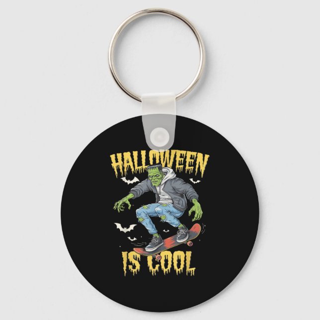 Halloween Is Cool Women Men Frankenstein Monster  Key Ring (Front)