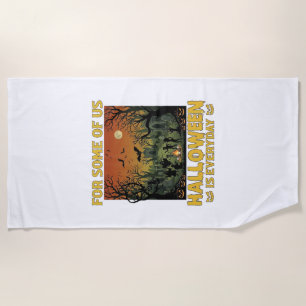 Halloween Is Everyday Graveyard Zombies Bonfire Pu Beach Towel
