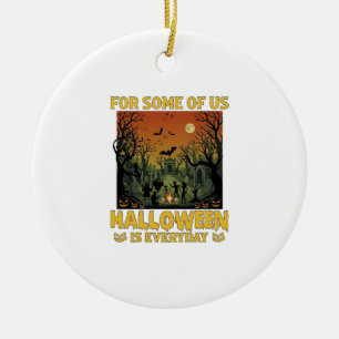 Halloween Is Everyday Graveyard Zombies Bonfire Pu Ceramic Tree Decoration