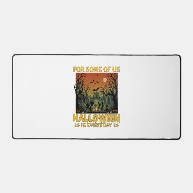 Halloween Is Everyday Graveyard Zombies Bonfire Pu Desk Mat (Front)