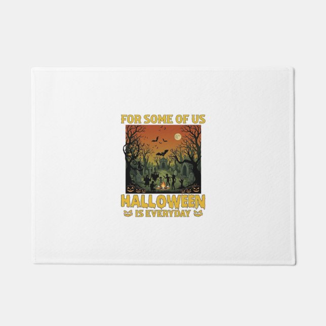 Halloween Is Everyday Graveyard Zombies Bonfire Pu Doormat (Front)