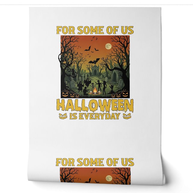 Halloween Is Everyday Graveyard Zombies Bonfire Pu Wallpaper (Unrolling)