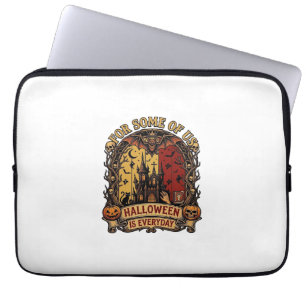 Halloween Is Everyday Haunted House Bats Pumpkins_ Laptop Sleeve