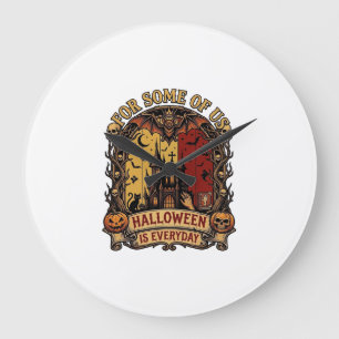Halloween Is Everyday Haunted House Bats Pumpkins_ Large Clock