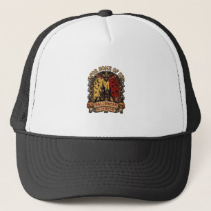 Halloween Is Everyday Haunted House Bats Pumpkins_ Trucker Hat
