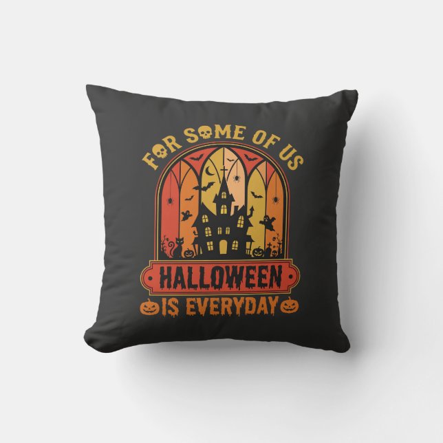 Halloween Is Everyday Haunted House Retro Cushion (Front)