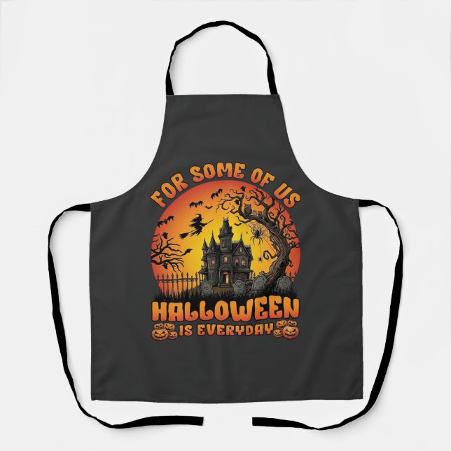 Halloween Is Everyday Haunted House Witch Moon_1 Apron (Front)