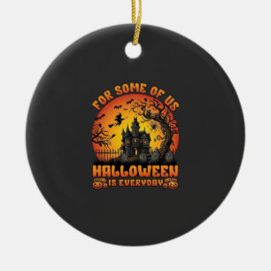 Halloween Is Everyday Haunted House Witch Moon_1 Ceramic Tree Decoration