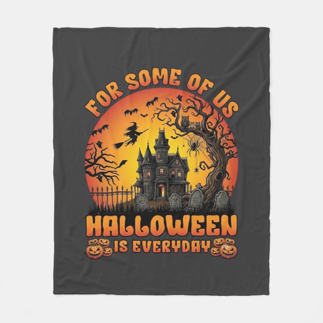 Halloween Is Everyday Haunted House Witch Moon_1 Fleece Blanket (Front)