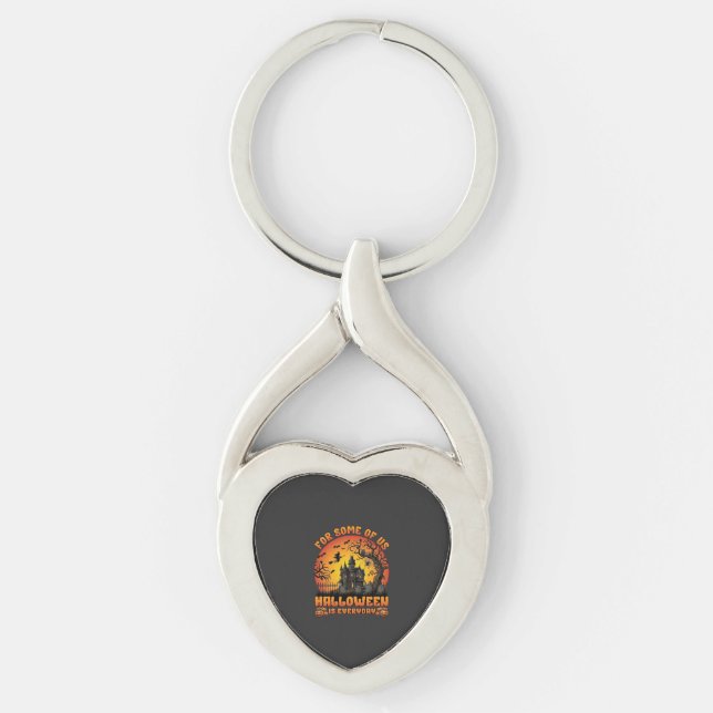 Halloween Is Everyday Haunted House Witch Moon_1 Key Ring (Front)