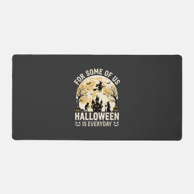 Halloween Is Everyday Haunted Moon Witch Silhouett Desk Mat (Front)