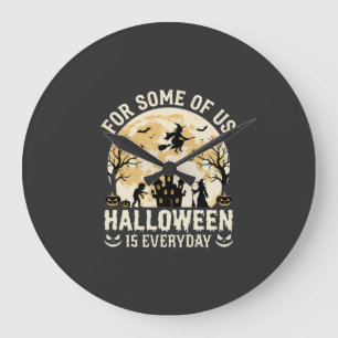 Halloween Is Everyday Haunted Moon Witch Silhouett Large Clock