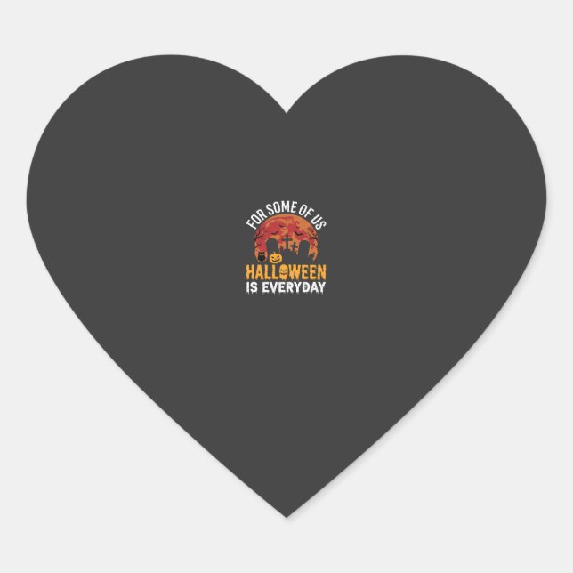 Halloween Is Everyday Spooky Graveyard Moon Heart Sticker (Front)