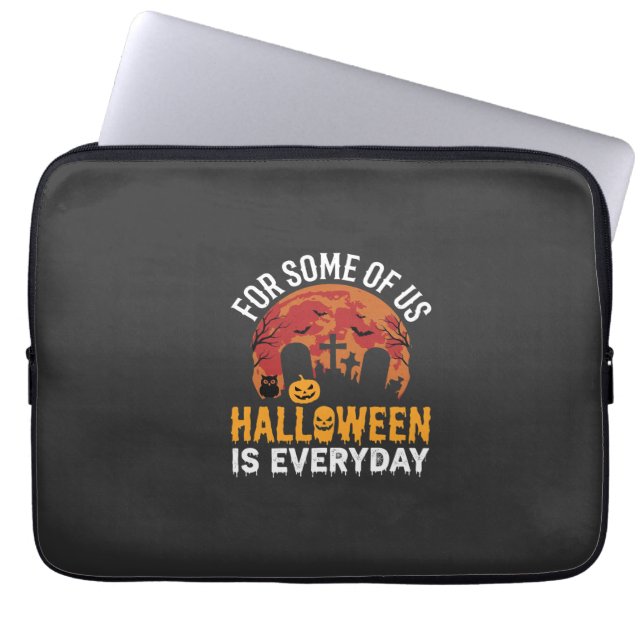 Halloween Is Everyday Spooky Graveyard Moon Laptop Sleeve (Front)