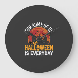 Halloween Is Everyday Spooky Graveyard Moon Large Clock