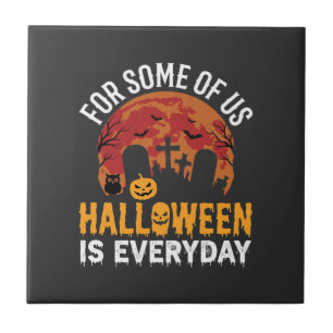 Halloween Is Everyday Spooky Graveyard Moon Tile