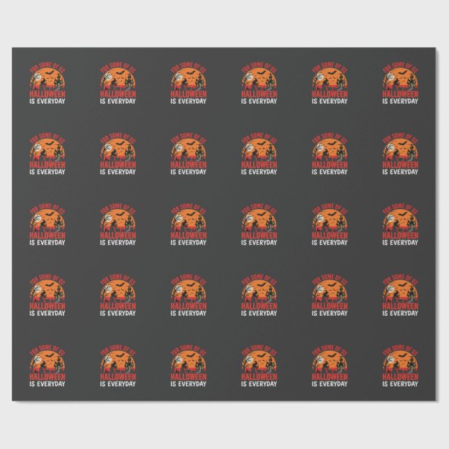 Halloween Is Everyday Witch Haunted House Wrapping Paper (Flat)