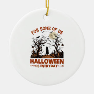 Halloween Is Everyday Witch Silhouette Full Moon G Ceramic Tree Decoration