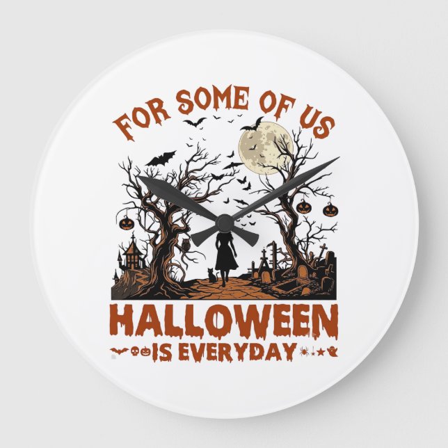 Halloween Is Everyday Witch Silhouette Full Moon G Large Clock (Front)