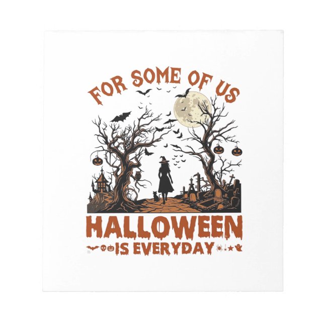 Halloween Is Everyday Witch Silhouette Full Moon G Notepad (Front)