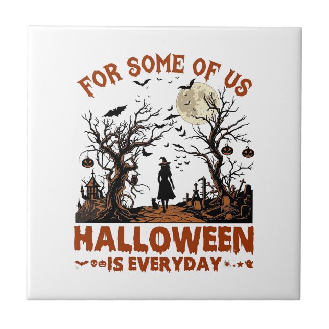 Halloween Is Everyday Witch Silhouette Full Moon G Tile (Front)