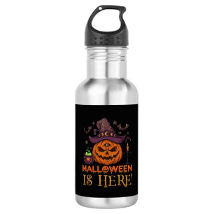 Halloween Is Here Pumpkin Witch Hat Magic Cauldron 532 Ml Water Bottle